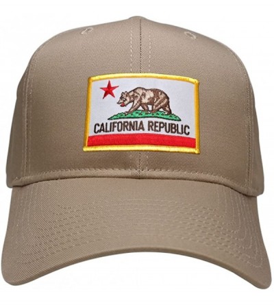 Baseball Caps California Republic Embroidered Iron On Patch Gold Border Snapback Baseball Cap - Khaki - CO12LZNARUT $31.64