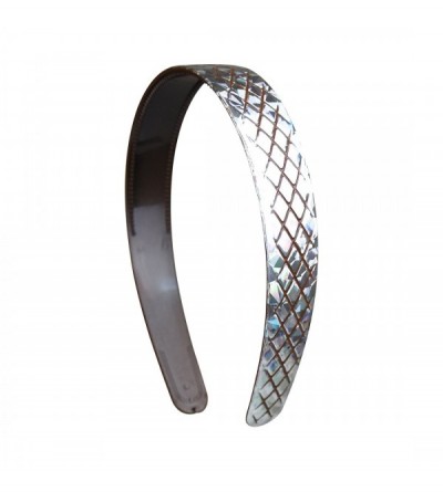 Headbands 1 Inch Silver Etched Diamond Headband-Set of 6 - Silver Diamond - CU12NTTMPTF $22.02