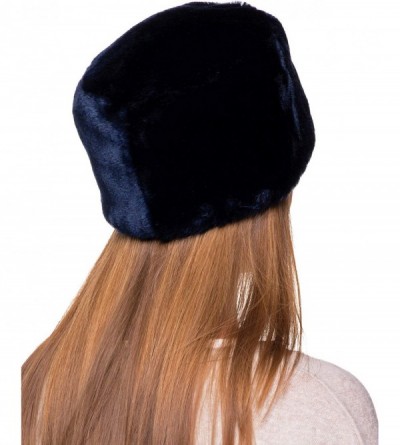 Bomber Hats Women's Fur Hat Russian Cossack Made of Faux Rabbit Fur - Navy Blue - C9187Y7L8CO $21.56