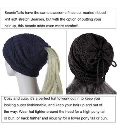 Skullies & Beanies Womens Ponytail Messy Bun Beanie Hat & Touchscreen Gloves-Fleece Lined Thick Soft Warm Chunky Beanie Hats ...