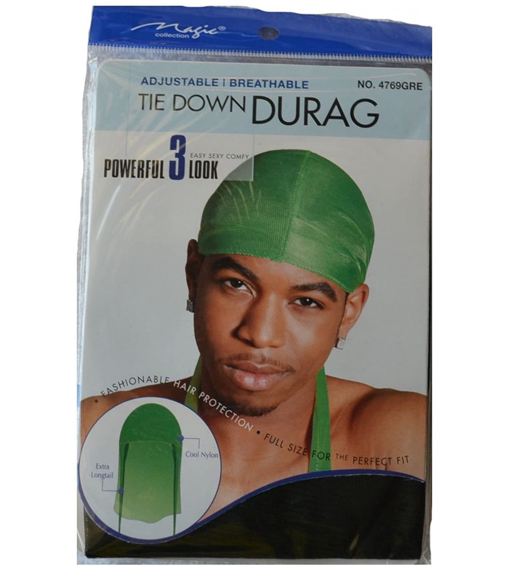 Baseball Caps Du-Rag Tie Down Cap with Tail - Wave Builder Hat- One Size - Green - CT12F2PNHK9 $8.15