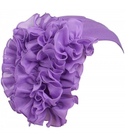 Berets Womens Wrap Cap Flower Chemo Hat Beanie Scarf Turban Headband - Purple - CC18INU6894 $8.94