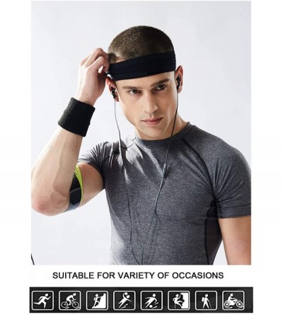 Headbands Headbands Silicone Stretchy Running Exercise - 2 Black Workout Sweat Bands - CR18ZYSXO5A $7.71