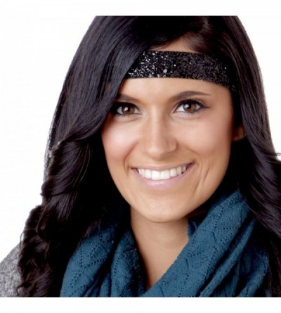 Headbands Women's Adjustable NO Slip Wide Bling Glitter Headband - Black - CY11VDDIFDJ $20.25