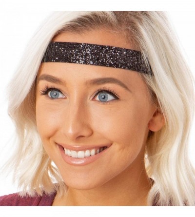 Headbands Women's Adjustable NO Slip Wide Bling Glitter Headband - Black - CY11VDDIFDJ $8.40