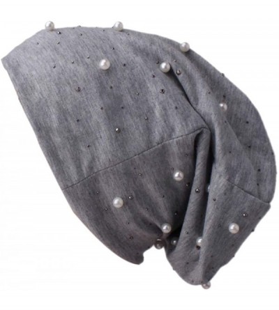 Skullies & Beanies Women Hat Beading Pearl Inlay Ruffle Cancer Chemo Beanie Scarf Turban Wrap Cap - Khaki - CV18L9Q5U89 $11.72