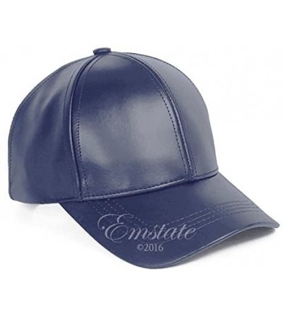 Baseball Caps Genuine Cowhide Leather Adjustable Baseball Cap Made in USA - Navy - CT11D5VP7DN $16.09