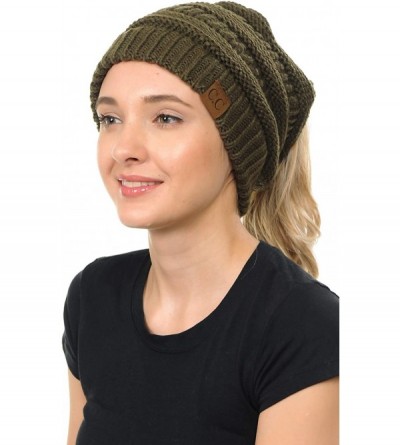 Skullies & Beanies Cable Knit Beanie Messy Bun Ponytail Warm Chunky Hat - Multi 18 - CX18Y7DHC3H $15.05