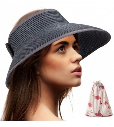 Sun Hats Foldable Sun Visors for Women - Beach Hat Wide Brim Sun Hat Roll-Up Straw Hat - CH18T4SAMC0 $11.09