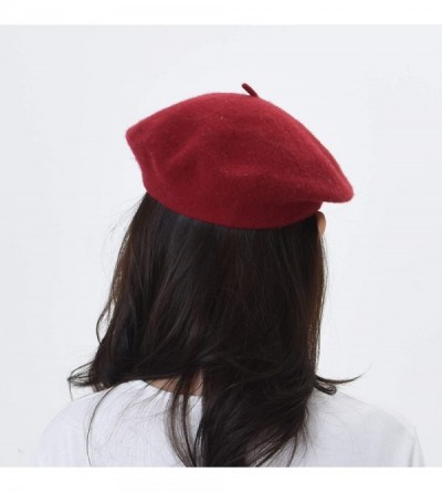 Berets Wool Beret Hat Warm Winter French Style KR9538 - Red - CU12NYL2OZJ $24.79
