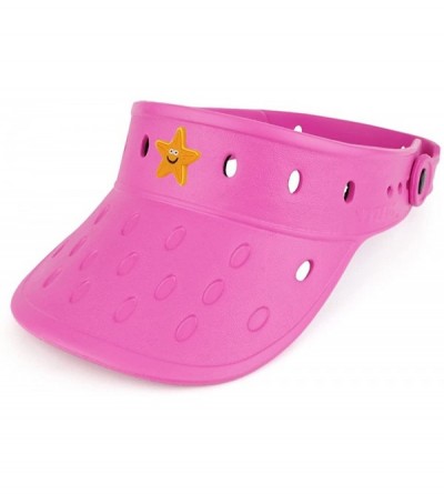Visors Durable Adjustable Floatable Summer Visor Hat with Starfish Snap Charm - Pink - CH17YYM7QUS $13.73