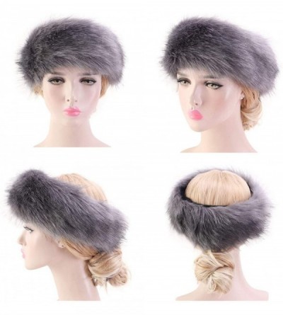 Cold Weather Headbands Cozy Warm Hair Band Earmuff Cap Faux Fox Fur Headband with Stretch for Women - B1-coffee - CQ18HX2K982...