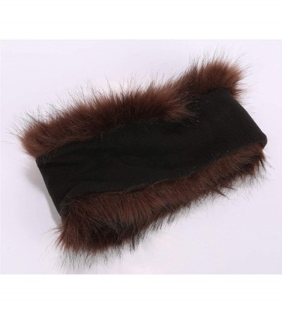 Cold Weather Headbands Cozy Warm Hair Band Earmuff Cap Faux Fox Fur Headband with Stretch for Women - B1-coffee - CQ18HX2K982...