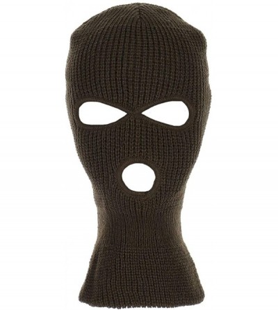 Balaclavas Knitted 3-Hole Full Face Cover Ski Mask - Olive - CQ18LY949ZO $7.88