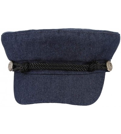 Newsboy Caps Women Classic British Flat Top Fisherman Hat Cotton Breton Fiddler Hat - Deep Jean - C918II7GXOT $10.52
