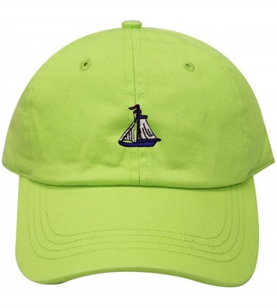 Baseball Caps Boat Small Embroidered Cotton Baseball Cap - Lime - CN17YZI7527 $14.39
