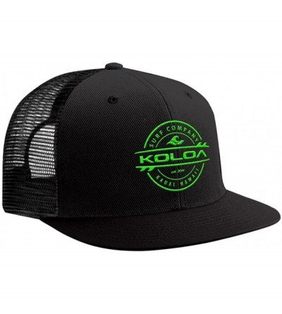 Baseball Caps Mesh Back Trucker Hats - Black With Green Embroidered Logo - CK12ITI5DUX $31.04