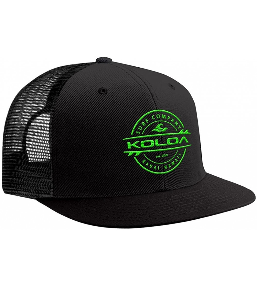 Baseball Caps Mesh Back Trucker Hats - Black With Green Embroidered Logo - CK12ITI5DUX $13.66