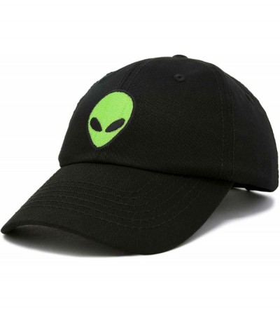 Baseball Caps Alien Head Baseball Cap Mens and Womens Hat - Black Neon Green - CM18M64I4R0 $15.04