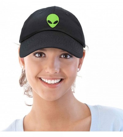 Baseball Caps Alien Head Baseball Cap Mens and Womens Hat - Black Neon Green - CM18M64I4R0 $15.04