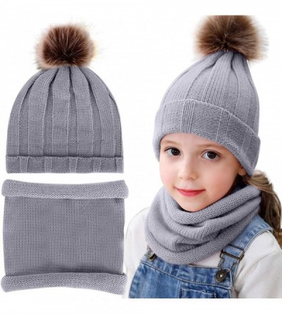 Skullies & Beanies 2pcs Baby Knit Hat Scarf Kids Toddler Winter Warm Beanie Cap Neck Warmer Newborn Infant Winter Hat - Gray ...