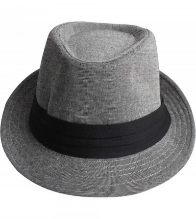 Fedoras Fedora Hats for Men & Women Tribly Short Brim Summer Paper - 09 - Grey - C318W73OD58 $21.14