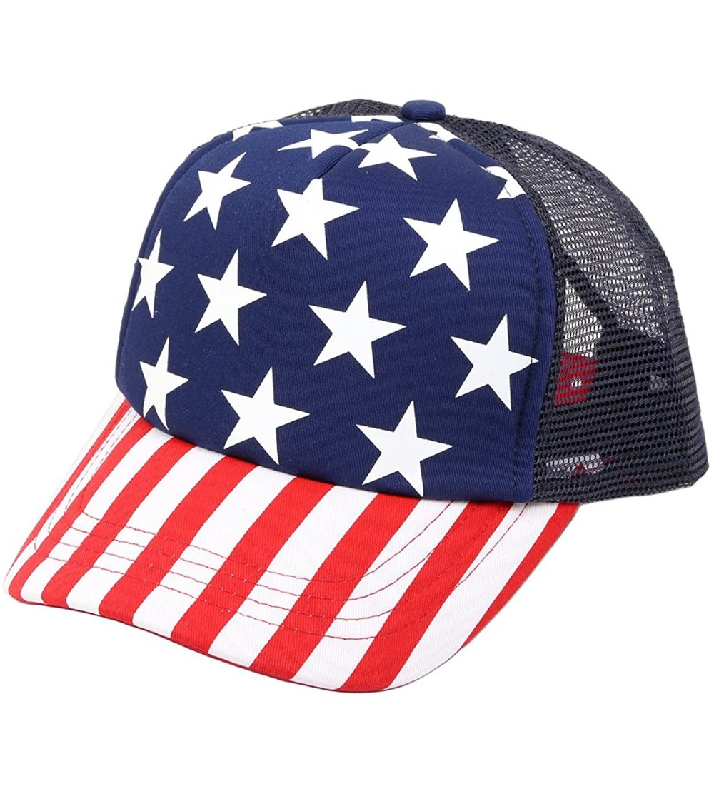 Baseball Caps Womens Baseball Cap American Flag Stars Stripes Low Profile Dad Hat - Red- White & Blue - Trucker/Snapback - C7...