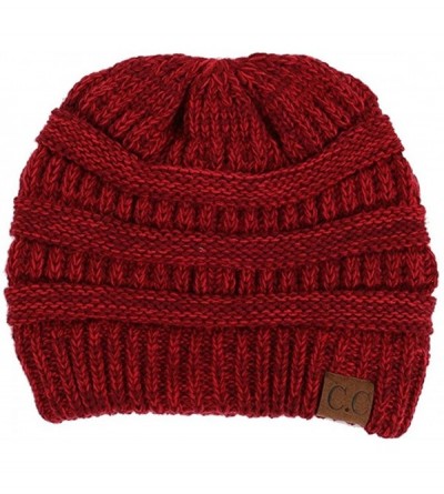 Skullies & Beanies Warm Soft Cable Knit Skull Cap Slouchy Beanie Winter Hat (2 Tone Red 11) - C212OBE9YYX $21.41