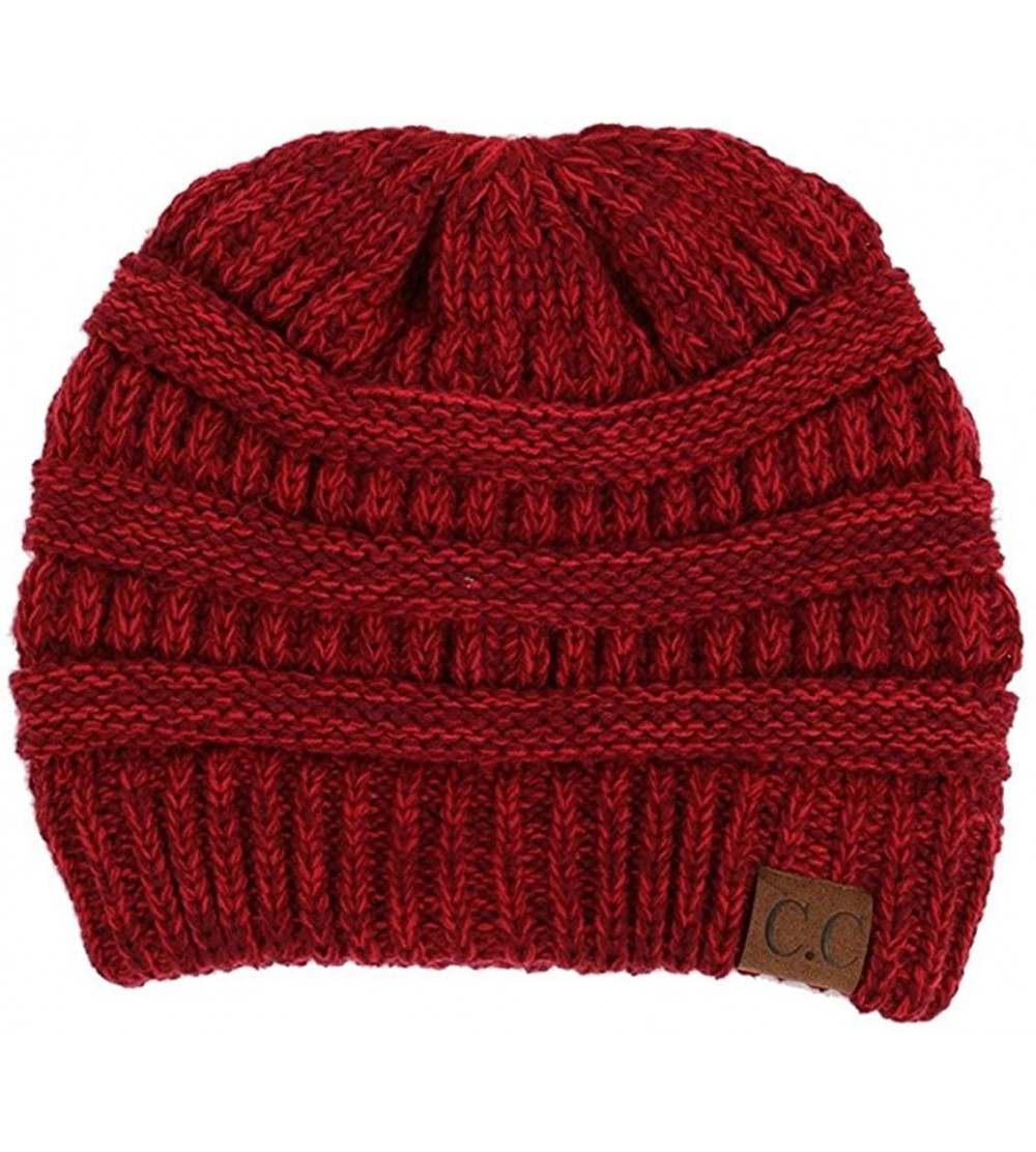 Skullies & Beanies Warm Soft Cable Knit Skull Cap Slouchy Beanie Winter Hat (2 Tone Red 11) - C212OBE9YYX $10.99