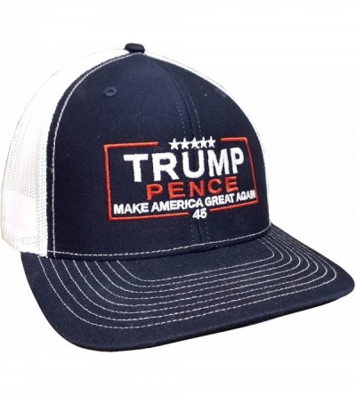 Baseball Caps Political Trump Pence Embroidered Meshback Trucker Hat - Navy- White Mesh - C718QLRWHIE $17.86