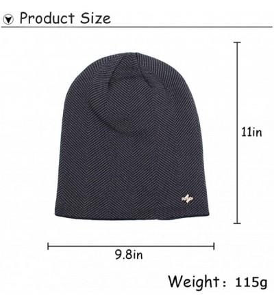 Skullies & Beanies Men's Winter Knit Hats Soft Stretch Cuff Beanies Cap Comfortable Warm Slouchy Beanie Hat - Gray - CJ1928US...