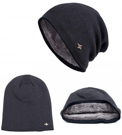 Skullies & Beanies Men's Winter Knit Hats Soft Stretch Cuff Beanies Cap Comfortable Warm Slouchy Beanie Hat - Gray - CJ1928US...