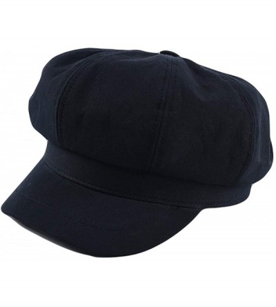 Newsboy Caps Women's Vintage Cotton Newsboy Cabbie Hat Cap - Black - C818RLZIENO $11.11