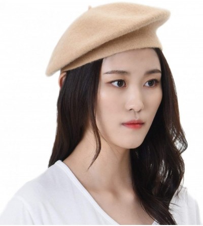 Berets Wool Beret Hat Warm Winter French Style KR9538 - Ivory - CA12NYL2Q1B $42.20