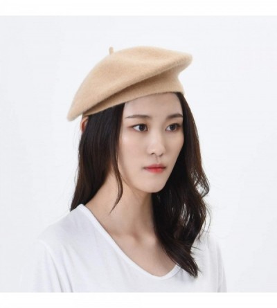 Berets Wool Beret Hat Warm Winter French Style KR9538 - Ivory - CA12NYL2Q1B $28.91