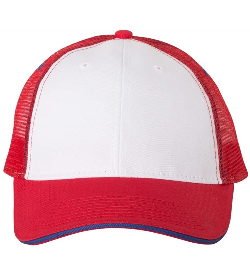 Baseball Caps Sandwich Trucker Cap - White/ Red/ Royal - CE188Z9ZRDH $11.06