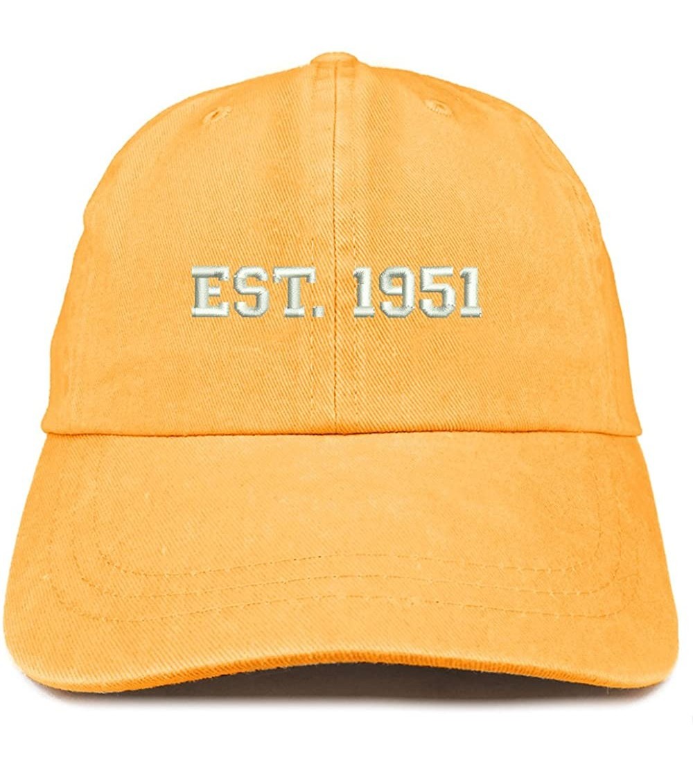 Baseball Caps EST 1951 Embroidered - 69th Birthday Gift Pigment Dyed Washed Cap - Mango - CC180R2MHST $18.40