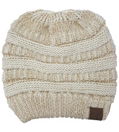 Skullies & Beanies Cable Knit Beanie Messy Bun Ponytail Warm Chunky Hat - Multi 24 - CJ18Y49GAM3 $18.43