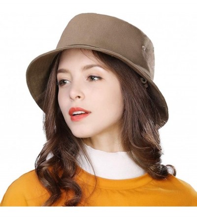 Sun Hats Womens UPF50+ Summer Sunhat Bucket Packable Wide Brim Hats w/Chin Cord - 00711_army Green - CX18RTGQ8WC $18.93