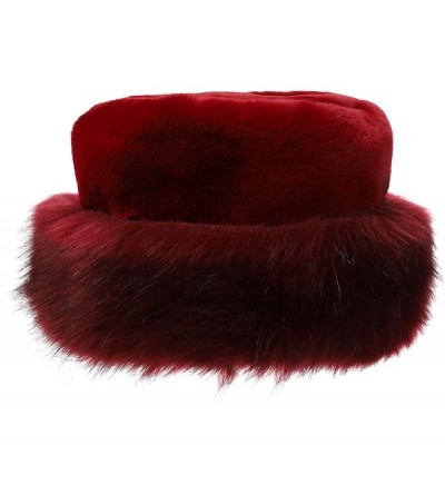 Bucket Hats Women's Leopard Faux Fur Hat with Fleece and Elastic for Winter - Burgendy - CV18XQT30S4 $23.80