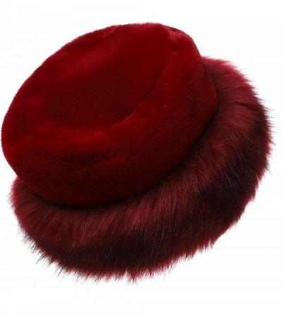 Bucket Hats Women's Leopard Faux Fur Hat with Fleece and Elastic for Winter - Burgendy - CV18XQT30S4 $23.80
