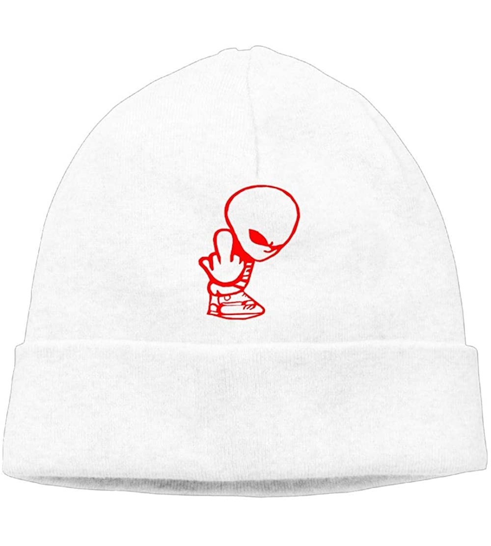 Skullies & Beanies Beanie Hat Knit Hats Winter Warm Fashion Alien Middle Finger Men - White - CJ18IZSXE0O $30.07