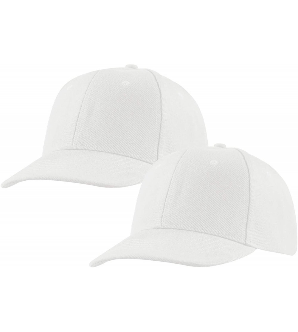 Baseball Caps Baseball Cap- 2 Pack- Adjustable Strap- Classic Acrylic Hats- Outdoors Plain Colors - White (2 Pack) - CS18WIGY...