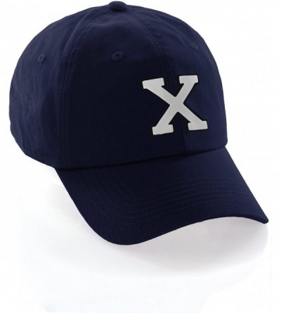 Baseball Caps Customized Letter Intial Baseball Hat A to Z Team Colors- Navy Cap Black White - Letter X - CR18ET3R9MS $25.80