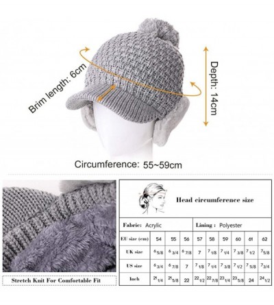 Skullies & Beanies Womens Knit Newsboy Cap Warm Lined Winter Hat 100% Soft Acrylic with Visor - 99722_black - C918KK87YE7 $11.39