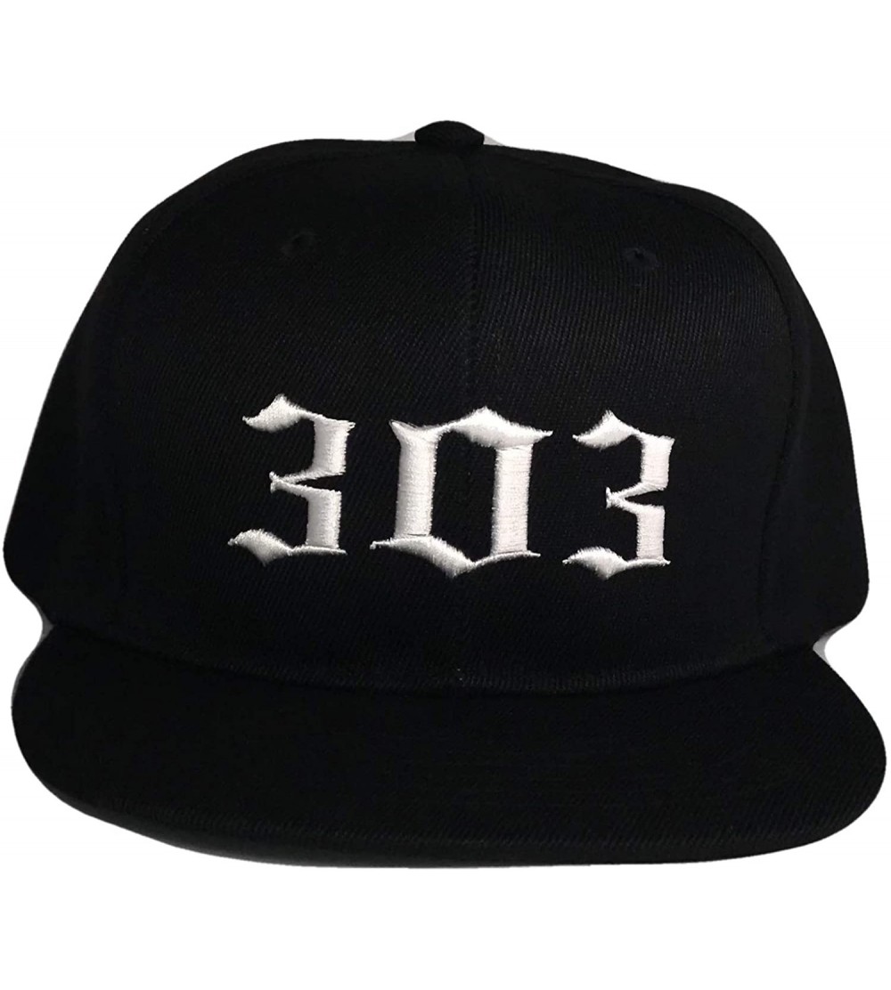 303 Colorado Area Code Flat Bill Snapback Baseball Cap (One Size- Black ...