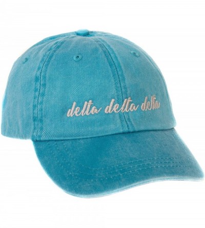 Baseball Caps Delta Delta Sorority Baseball Hat Cap Cursive Name Font tri Delta - Bright Blue - C4188U0TZD5 $45.58