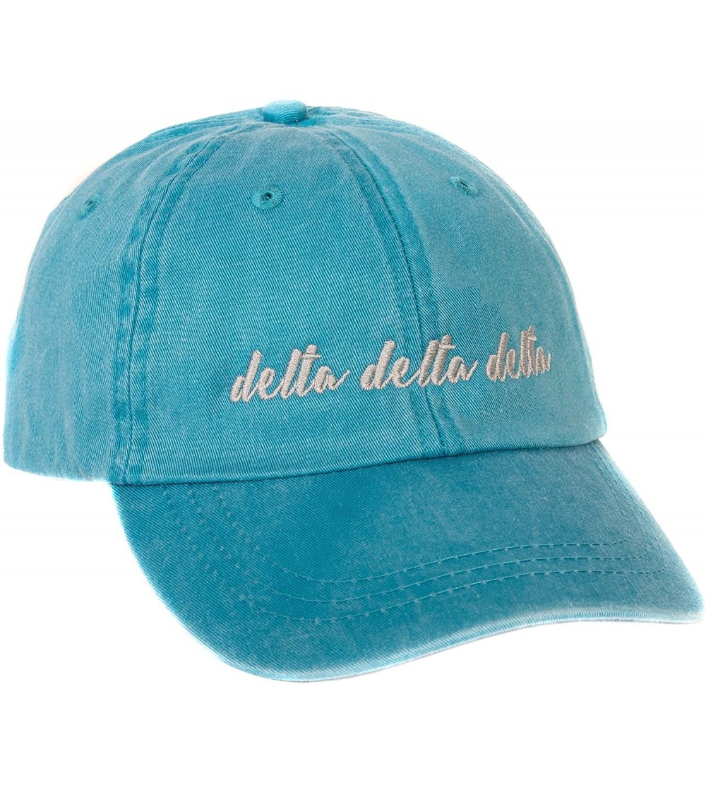 Baseball Caps Delta Delta Sorority Baseball Hat Cap Cursive Name Font tri Delta - Bright Blue - C4188U0TZD5 $19.08