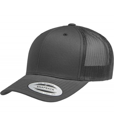 Baseball Caps Yupoong Retro Trucker Snapback Cap - Mesh Back- Adjustable Ballcap w/Hat Liner - Charcoal - CS18H2I9Q2R $12.20