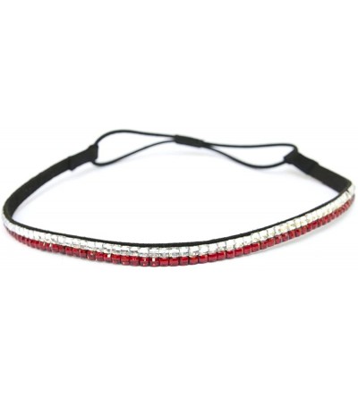 Headbands Two Row Rhinestone Elastic Stretch Headband Accessory - Clear Red - CZ11D0HMA27 $11.28